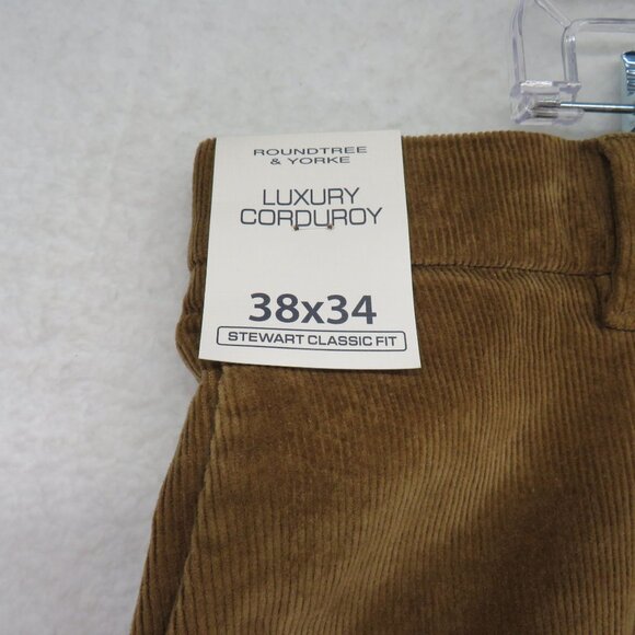 New Roundtree Yorke Pants Size 38 x 34 Brown Luxury Corduroy Stewart Classic Fit - Picture 5 of 11